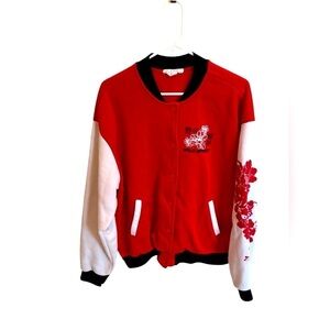 Binda and Stone "Wild Spirit" Dragon Floral Bomber Jacket | Snap Front | Trendy